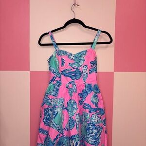 Lilly Pulitzer Pink Shell-Print Sundress with Blue & Mint